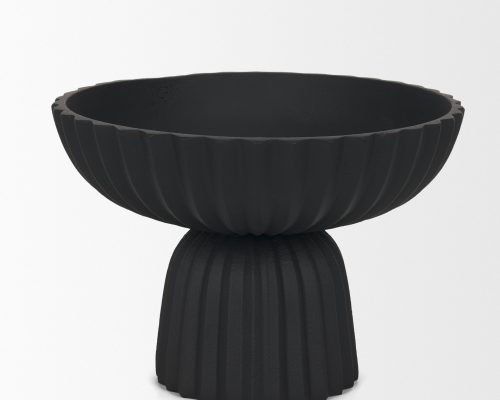 Mercana Ciaran Smooth Fluted Matte Black Metal Decorative Bowl - Image 3