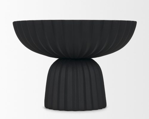 Mercana Ciaran Smooth Fluted Matte Black Metal Decorative Bowl - Image 4
