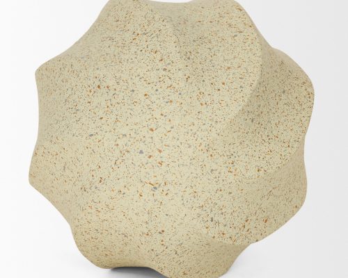 Mercana Imani Large Sculptural Textured Beige Metal Decorative Orb Object - Image 3