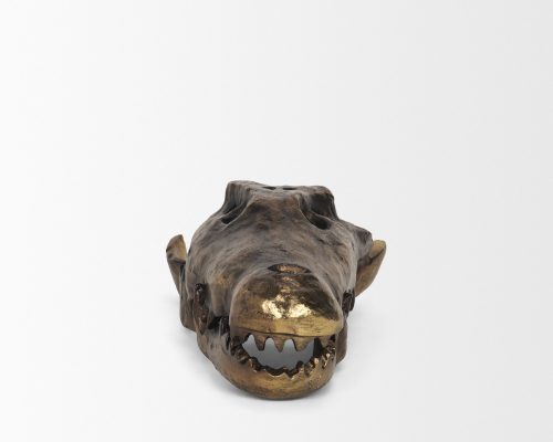 Mercana Alistair Antiqued Gold Cast Metal Decorative Skull Object - Image 3