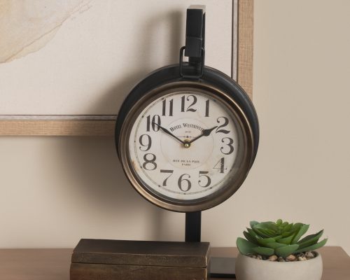 Mercana Taxz Metallic Brown Metal Hanging Table Clock - Image 3