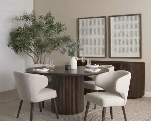 Mercana Terra Fluted Dining Table - 4 Niles Chairs - Terra Sideboard - Image 3