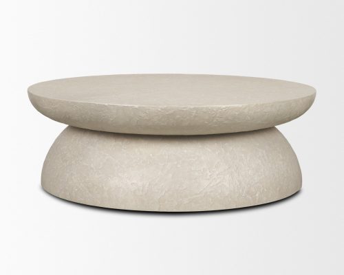 Mercana Mesa 48" Round Stone Finish Coffee Table - Image 6