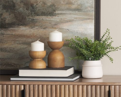 Mercana Aleena Wooden Candle Holder (Set of 2)