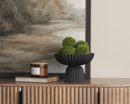 Mercana Ciaran Smooth Fluted Matte Black Metal Decorative Bowl