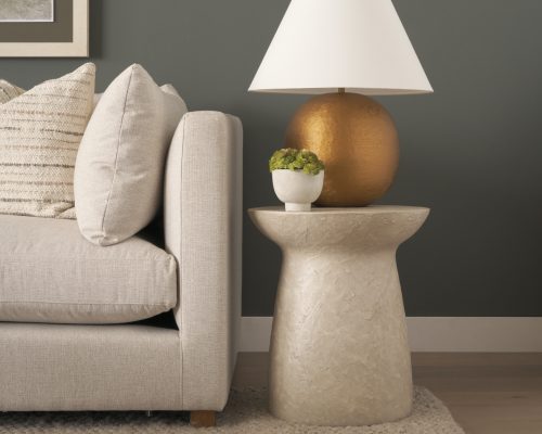 Mercana Mesa Round Stone Finish Pillar Accent Table - Image 3