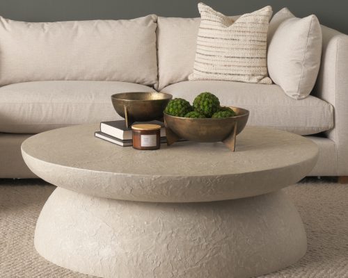 Mercana Mesa 48" Round Stone Finish Coffee Table - Image 3
