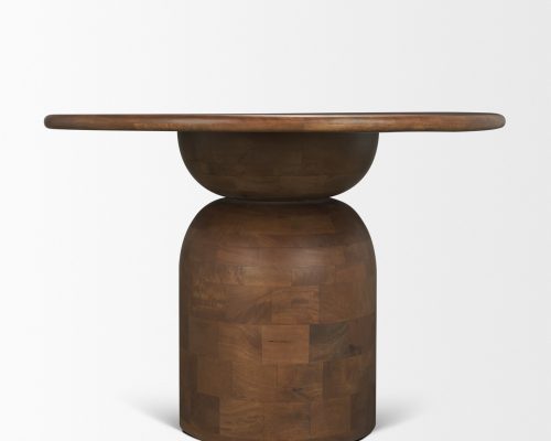 Mercana Atlas Wood Stacked Pedestal Base Round Dining Table - Image 5