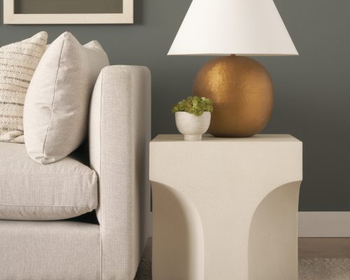 Mercana Bunda Square Sculptural Stone Finish Accent Table
