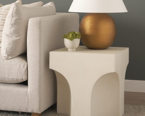 Mercana Bunda Square Sculptural Stone Finish Accent Table - Image 3