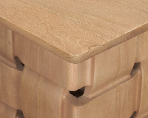 Mercana Trellyn Wood w/ Carved Woven Base Square Accent Table - Image 7