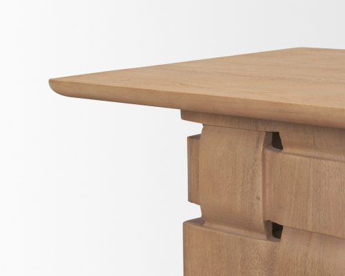 Mercana Trellyn Wood w/ Carved Woven Base Square Accent Table - Image 8