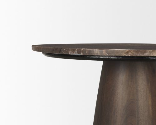 Mercana Allyson 32" Round Dark Brown wood w/ Cappuccino Marble Top Bistro Table - Image 10