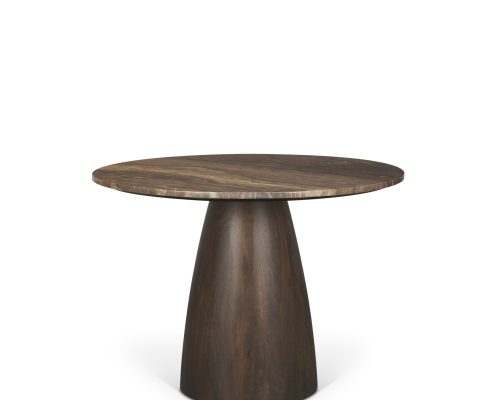 Mercana Allyson 42" Round Dark Brown w/ Cappuccino Marble Pedestal Dining Table - Image 13