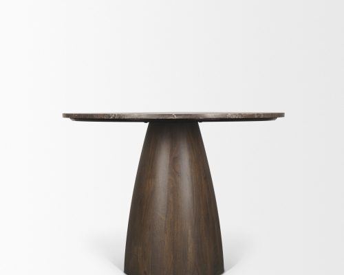 Mercana Allyson 42" Round Dark Brown w/ Cappuccino Marble Pedestal Dining Table - Image 8