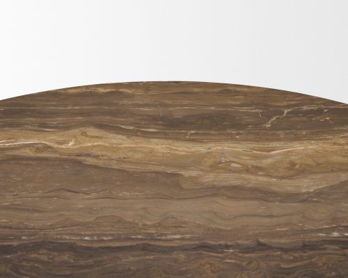 Mercana Allyson 42" Round Dark Brown w/ Cappuccino Marble Pedestal Dining Table - Image 9