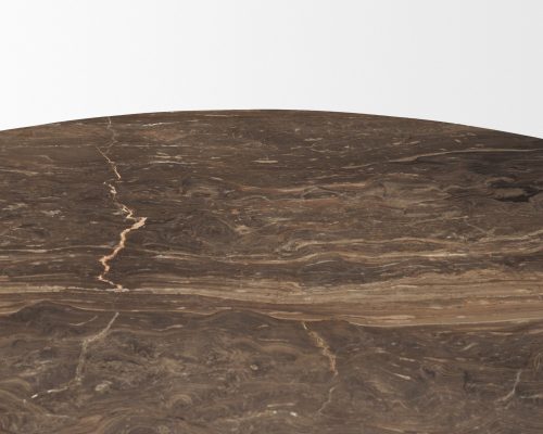 Mercana Allyson 54" Round Dark Brown w/ Cappuccino Marble Pedestal Dining Table - Image 8