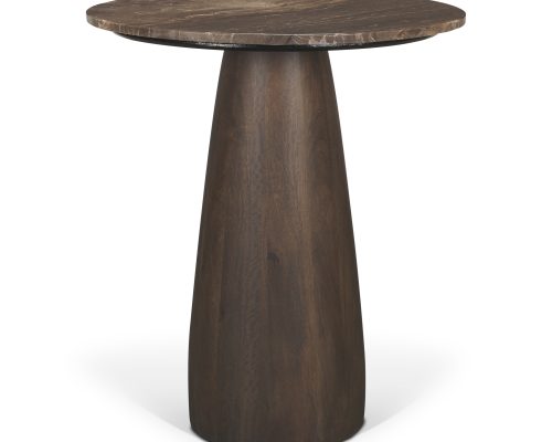 Alternative view of Mercana Allyson 32" Round Dark Brown wood w/ Cappuccino Marble Top Bistro Table