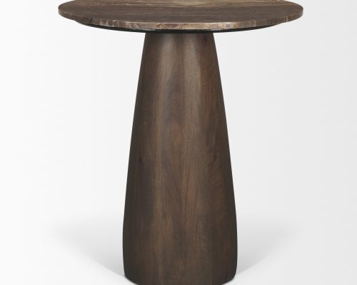 Mercana Allyson 32" Round Dark Brown wood w/ Cappuccino Marble Top Bistro Table - Image 6