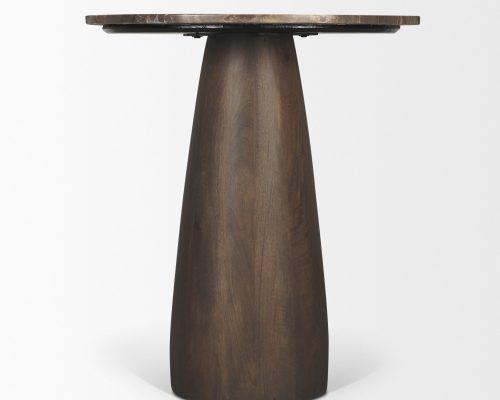 Mercana Allyson 32" Round Dark Brown wood w/ Cappuccino Marble Top Bistro Table - Image 7