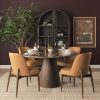 Mercana Allyson 54" Round Dark Brown w/ Cappuccino Marble Pedestal Dining Table