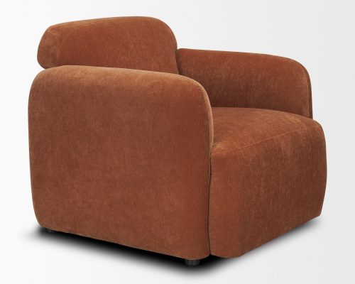 Mercana Saga Stonewashed Rust Chenille Fabric Upholstered Chair - Image 8