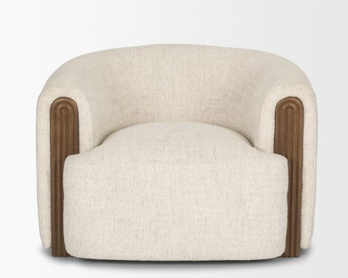 Mercana Kornelia Soft Oatmeal Fabric Barrel Accent Chair - Image 5