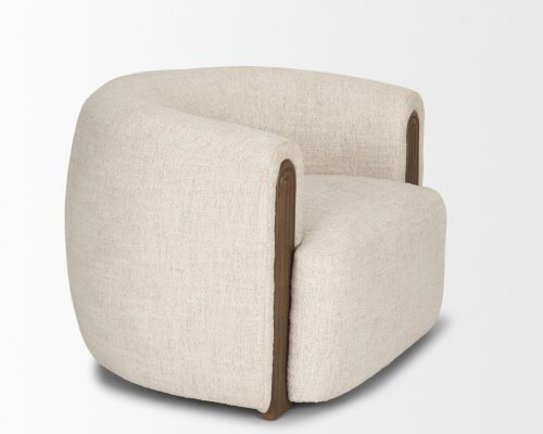 Mercana Kornelia Soft Oatmeal Fabric Barrel Accent Chair - Image 8