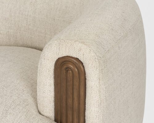 Mercana Kornelia Soft Oatmeal Fabric Barrel Accent Chair - Image 10