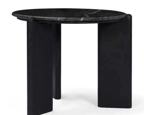 Mercana Rumer Black Wood w/ Black Marble Side Table