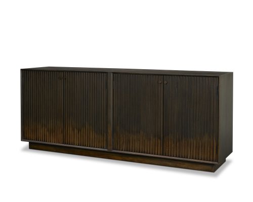 Mercana Cinder Distressed Dark Brown Wood Reeded 4-Door Closed Sideboard
