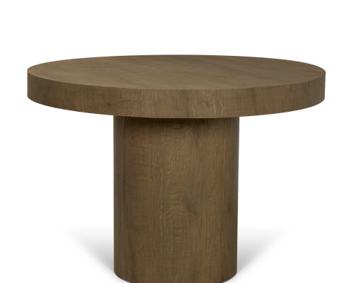 Mercana Lyonne 42" Round Medium Brown Oak Wood Pedestal Dining Table