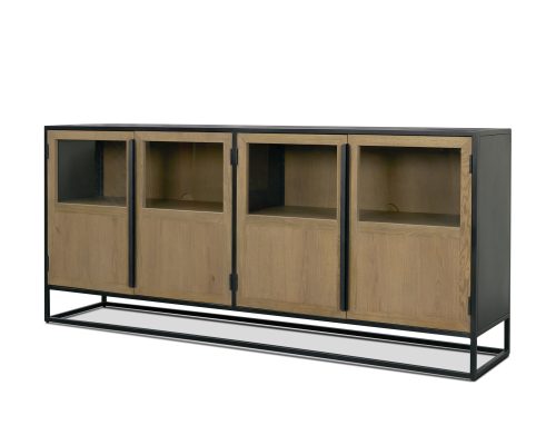 Mercana Sloan 80" Light Brown Wood W/Black Metal Frame Sideboard