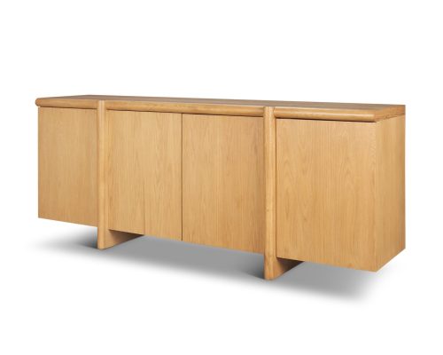 Alternative view of Mercana Rowan Light Brown Oak Wood Closed 4 Door Sideboard