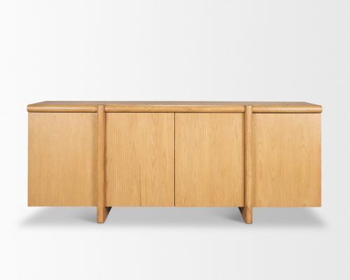 Mercana Rowan Light Brown Oak Wood Closed 4 Door Sideboard - Image 6