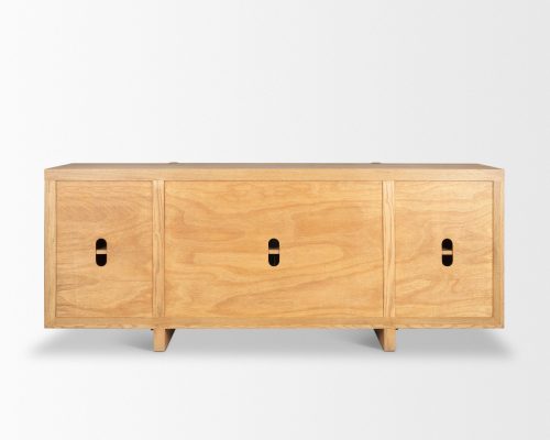 Mercana Rowan Light Brown Oak Wood Closed 4 Door Sideboard - Image 8