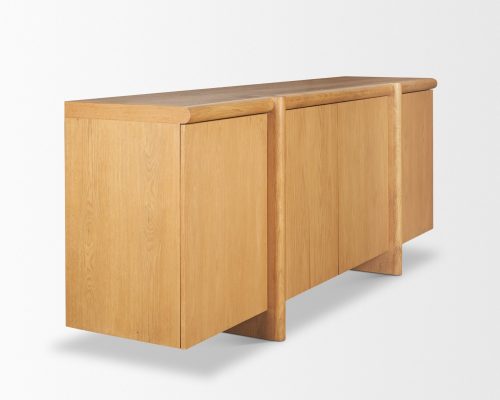 Mercana Rowan Light Brown Oak Wood Closed 4 Door Sideboard - Image 9