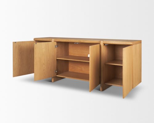 Mercana Rowan Light Brown Oak Wood Closed 4 Door Sideboard - Image 10