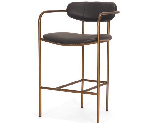 Mercana Parker Leather Seat Gold Metal Counter Stool