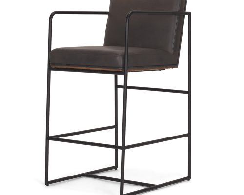Mercana Stamford 36" Total Height Leather Seat w/ Wood Back Metal Counter Stool