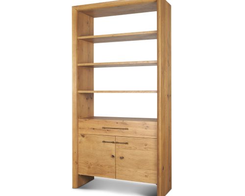 Alternative view of Mercana Belford 2-Door Open Light Brown Oak Wood Shelving Unit