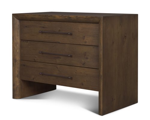 Alternative view of Mercana Belford 3-Drawer Dark Brown Oak Wood Closed Nightstand