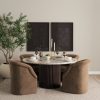 Mercana Curtis Fabric Barrelback Half-Moon Base Dining Armchair