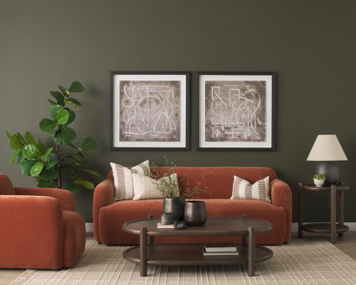 Mercana Saga Stonewashed Rust Chenille Fabric 3 Seater Sofa