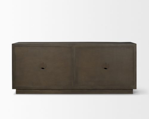 Mercana Cinder Distressed Dark Brown Wood Reeded 4-Door Closed Sideboard - Image 5
