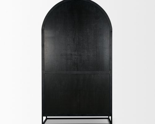 Mercana Sloan 47.5W x 80.5H Light Brown W/Black Metal Frame Arched Cabinet - Image 5