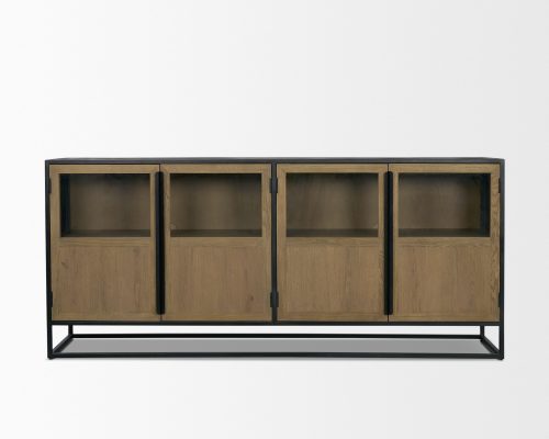 Mercana Sloan 80" Light Brown Wood W/Black Metal Frame Sideboard - Image 4
