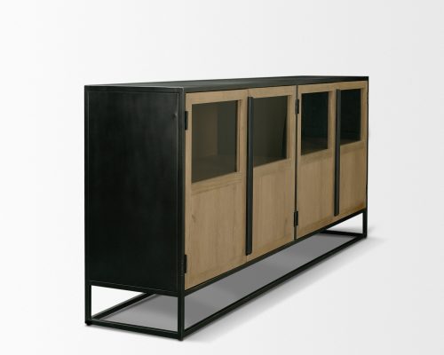Mercana Sloan 80" Light Brown Wood W/Black Metal Frame Sideboard - Image 7