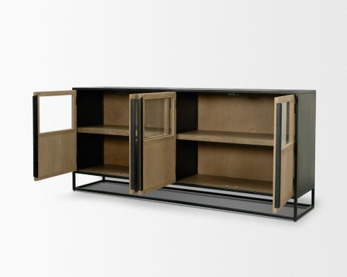 Mercana Sloan 80" Light Brown Wood W/Black Metal Frame Sideboard - Image 8