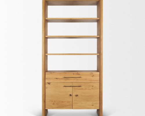 Mercana Belford 2-Door Open Light Brown Oak Wood Shelving Unit - Image 5